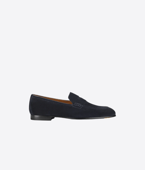 DOUCAL'S SCARPE MOCASSINO PENNY IN SUEDE BLU