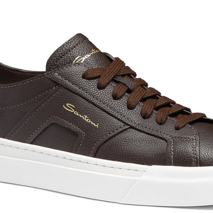 SANTONI | DOUBLE BUCKLE SNEAKER IN PELLE BOTTALATA T. DI MORO