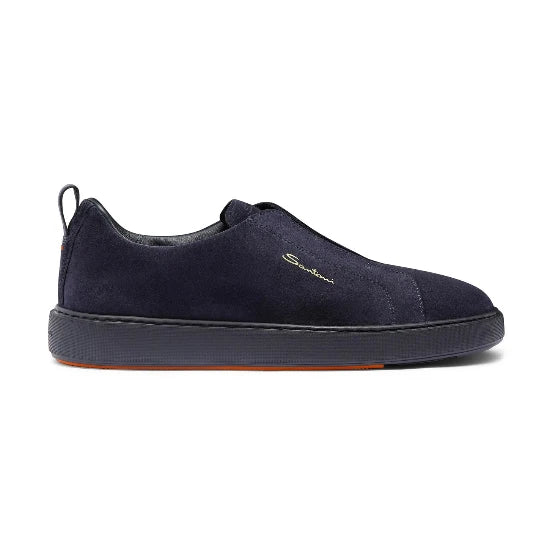 SANTONI | SNEAKER SLIP-ON IN SUEDE BLU