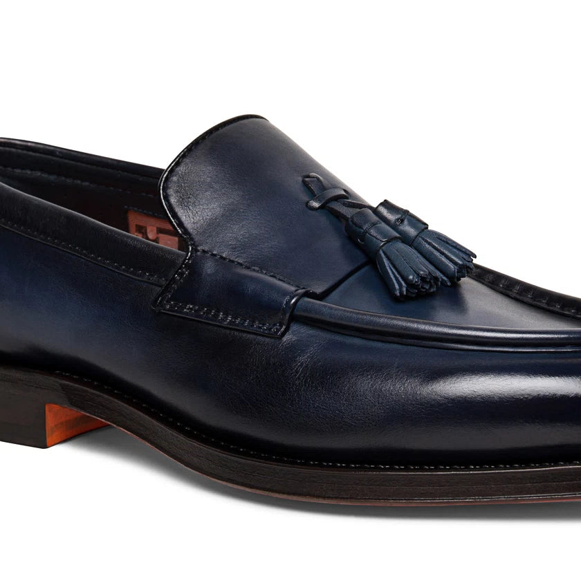 SANTONI | MOCASSINI CON NAPPE IN PELLE BLU