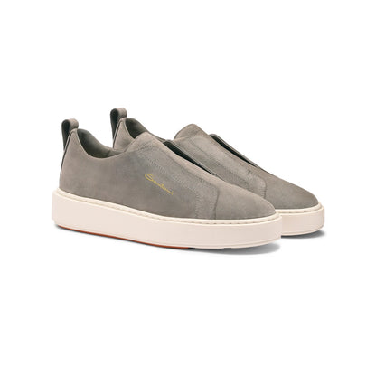 SANTONI | SNEAKER SLIP-ON IN SUEDE GRIGIO