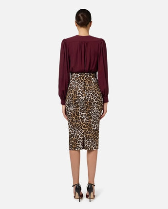 Elisabetta Franchi Abbigliamento e accessori GONNA MIDI IN CREPE ANIMALIER