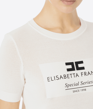 Elisabetta Franchi Abbigliamento e accessori MAGLIA IN VISCOSA PUNTO RETE CON INTARSIO