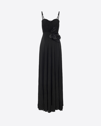 Elisabetta Franchi Abbigliamento e accessori NERO / 42 ABITO RED CARPET IN JERSEY LUREX CON FIORE RICAMATO