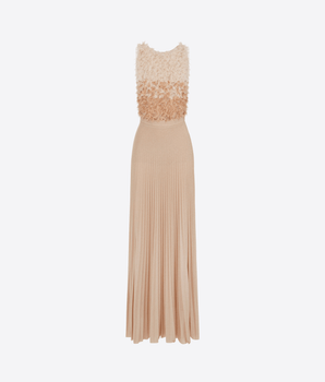 ELISABETTA FRANCHI ABITO BURRO/CARNE / 40 ABITO RED CARPET IN TULLE E JERSEY LUREX