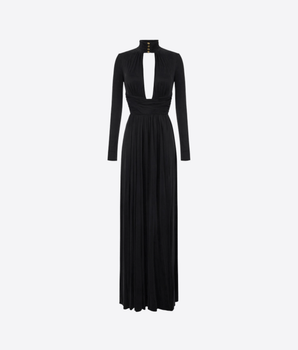 Elisabetta Franchi ABITO NERO / 42 ABITO RED CARPET IN JERSEY CUPRO CON DRAPPEGGI