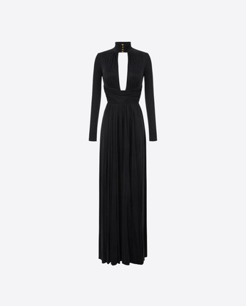 Elisabetta Franchi ABITO NERO / 42 ABITO RED CARPET IN JERSEY CUPRO CON DRAPPEGGI