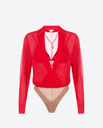 ELISABETTA FRANCHI BODY BODY IN GEORGETTE CON CATENA GIOIELLO