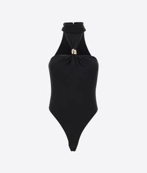 ELISABETTA FRANCHI BODY NERO / 40 BODY IN JERSEY CRÊPE CON DETTAGLIO GIOIELLO