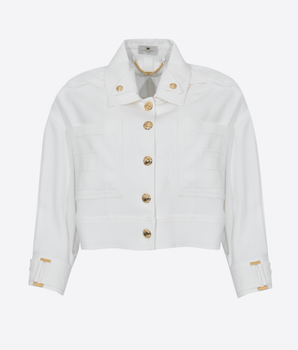 Elisabetta Franchi CABAN IN GABARDINA CON BOTTONI GIOIELLO Elisabetta Franchi GB00561E2 360