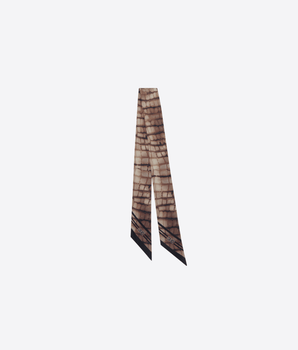 ELISABETTA FRANCHI FOULARD CACAO / UNI BANDEAUX IN TWILL DI SETA CON STAMPA ALLIGATORE