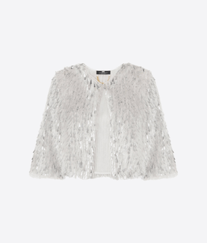 Elisabetta Franchi GIACCA ARGENTO / 42 GIACCA CROPPED IN ORGANZA SFRANGIATA