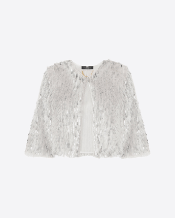 Elisabetta Franchi GIACCA ARGENTO / 42 GIACCA CROPPED IN ORGANZA SFRANGIATA