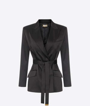 ELISABETTA FRANCHI GIACCA GIACCA IN RASO STRETCH CON CINTURA