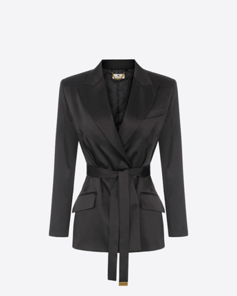 ELISABETTA FRANCHI GIACCA GIACCA IN RASO STRETCH CON CINTURA