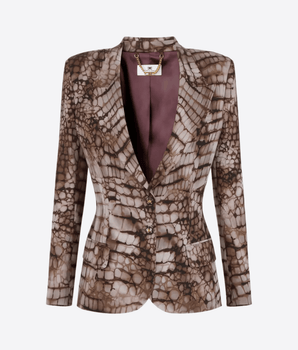 Elisabetta Franchi GIACCA IN CREPE CON STAMPA ALLIGATORE Elisabetta Franchi GI20761E2 644