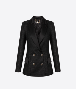 Elisabetta Franchi GIACCA NERO / 40 GIACCA DOPPIOPETTO IN TWEED LAMINATO