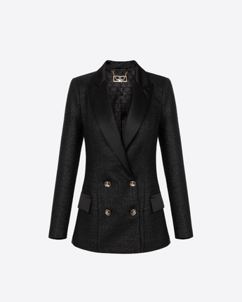 Elisabetta Franchi GIACCA NERO / 40 GIACCA DOPPIOPETTO IN TWEED LAMINATO