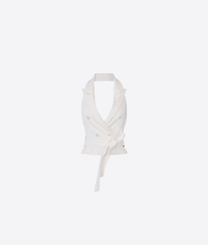 ELISABETTA FRANCHI GILET GILET IN GABARDINA CON CINTURA