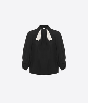 ELISABETTA FRANCHI MAGLIA BLUSA IN GEORGETTE CON CRAVATTINO