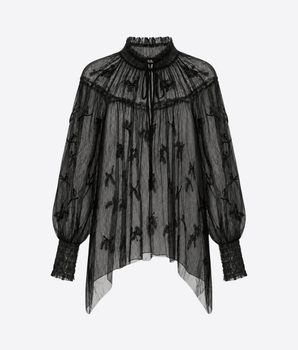 ELISABETTA FRANCHI MAGLIA BLUSA IN PIZZO CON RUCHES