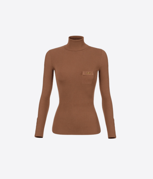 Elisabetta Franchi MAGLIA BROWN / 38 MAGLIA A COSTINE CON TASCHINO