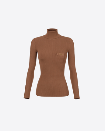 Elisabetta Franchi MAGLIA BROWN / 38 MAGLIA A COSTINE CON TASCHINO