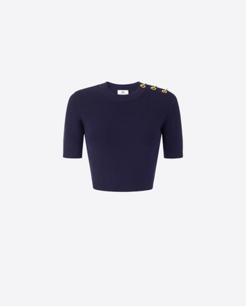ELISABETTA FRANCHI MAGLIA TOP IN MAGLIA CON DETTAGLI GIOIELLO