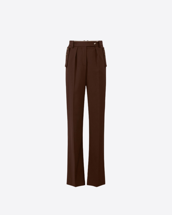 Elisabetta Franchi PANTALONE COFFEE / 38 PANTALONI IN GABARDINA DI COTONE