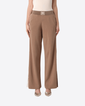 ELISABETTA FRANCHI PANTALONI ARGILLA/BURRO / 38 PANTALONE PALAZZO IN MAGLIA DI VISCOSA