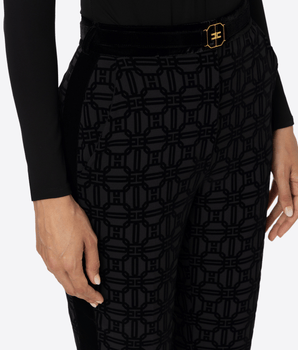 Elisabetta Franchi PANTALONI PANTALONE DRITTO IN CREPE STAMPA FLOCK