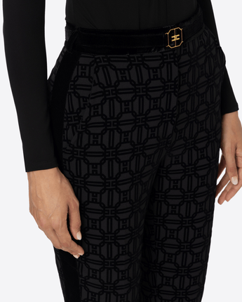 Elisabetta Franchi PANTALONI PANTALONE DRITTO IN CREPE STAMPA FLOCK