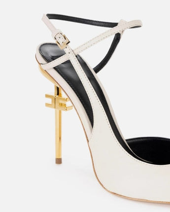 Elisabetta Franchi SCARPE SLINGBACK IN PELLE CON TACCO LOGATO