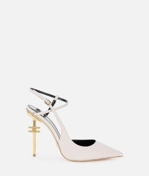 Elisabetta Franchi SCARPE SLINGBACK IN PELLE CON TACCO LOGATO