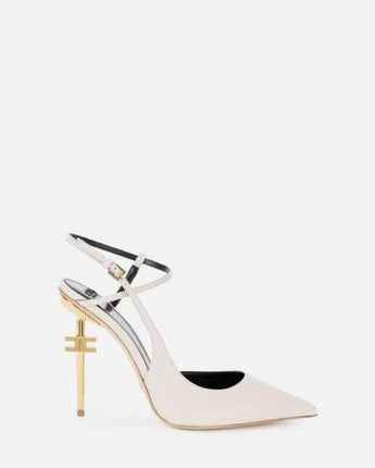 Elisabetta Franchi SCARPE SLINGBACK IN PELLE CON TACCO LOGATO