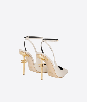 Elisabetta Franchi SCARPE SLINGBACK IN PELLE CON TACCO LOGATO