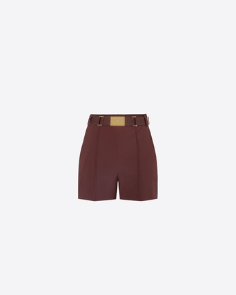 ELISABETTA FRANCHI SHORTS CACAO / 40 SHORTS IN TESSUTO TECNICO BIELASTICO CON CINTURA