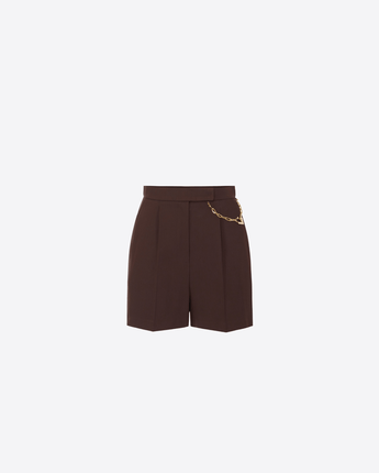 ELISABETTA FRANCHI SHORTS SHORTS IN GABARDINA CON LOGO GIOIELLO