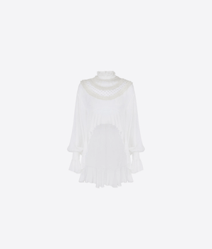 ELISABETTA FRANCHI TOP BLUSA IN GEORGETTE DI VISCOSA CON RUCHES