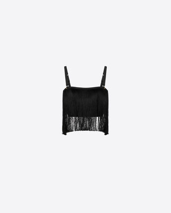 ELISABETTA FRANCHI TOP TOP IN TULLE CON FRANGE