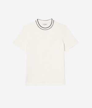 LACOSTE Abbigliamento e accessori BIANCO / 3-S T-shirt in piqué elasticizzato con colletto a righe