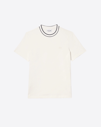 LACOSTE Abbigliamento e accessori BIANCO / 3-S T-shirt in piqué elasticizzato con colletto a righe