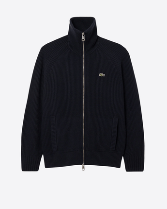 LACOSTE MAGLIA MAGLIONE A COLLO ALTO IN LANA CARDATA CON ZIP