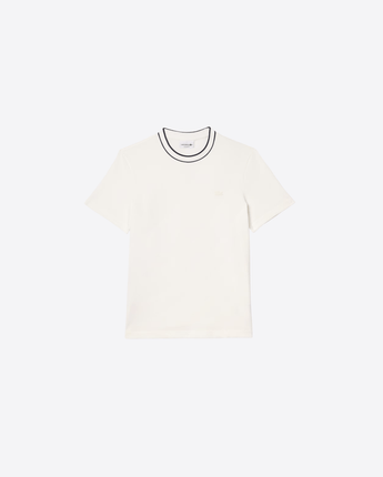 LACOSTE T-SHIRT T-SHIRT IN PIQUÉ ELASTICIZZATO CON COLLETTO A RIGHE