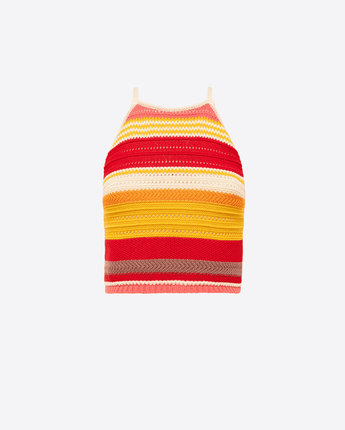 LANEUS TOP CANOTTA IN MAGLIA PUNTI SPOSTATI MULTICOLOR LANEUS
