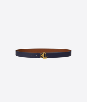 LAUREN RALPH LAUREN Abbigliamento e accessori BLU NAVY/CUOIO / S CINTURA DOUBLE-FACE MARTELLATA CON LOGO
