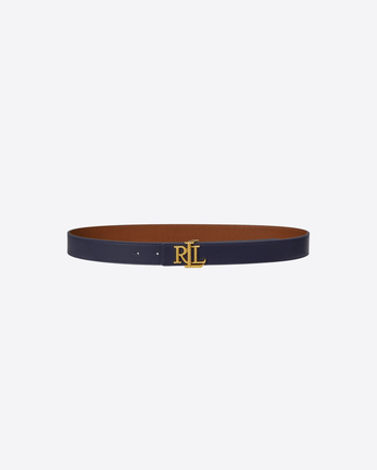 LAUREN RALPH LAUREN Abbigliamento e accessori BLU NAVY/CUOIO / S CINTURA DOUBLE-FACE MARTELLATA CON LOGO