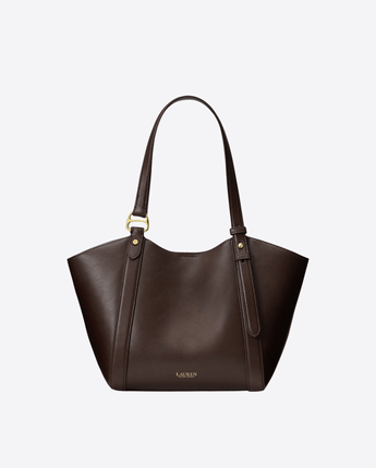 LAUREN RALPH LAUREN BORSA MARRONE SCURO / UNI TOTE TASHA PICCOLA IN CUOIO NAPPA