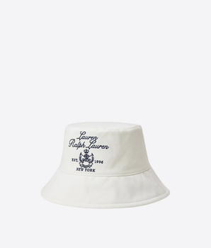 LAUREN RALPH LAUREN CAPPELLO BIANCO / UNI CAPPELLINO BOB CON STEMMA RICAMATO