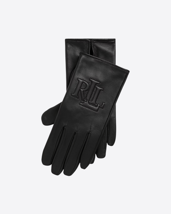 LAUREN RALPH LAUREN GUANTI BLACK / S GUANTI IN PELLE CON LOGO GOFFRATO